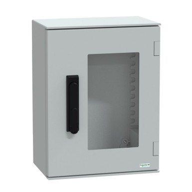 NSYPLM43TVG - Wall mounted polyester enclosure, Thalassa PLM, glazed door, with handle, 430x330x200mm, IP66, IK08, RAL 7035 - Schneider Electric - Wall mounted polyester enclosure, Thalassa PLM, glazed door, with handle, 430x330x200mm, IP66, IK08, RAL 7035 - Schneider Electric - 0