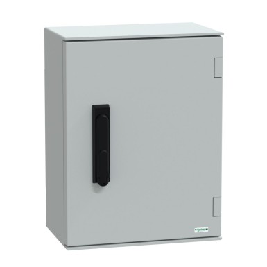 NSYPLM43VG - Wall mounted polyester enclosure, Thalassa PLM, plain door, with handle, 430x330x200mm, IP66, IK10, RAL 7035 - Schneider Electric - Wall mounted polyester enclosure, Thalassa PLM, plain door, with handle, 430x330x200mm, IP66, IK10, RAL 7035 - Schneider Electric - 0