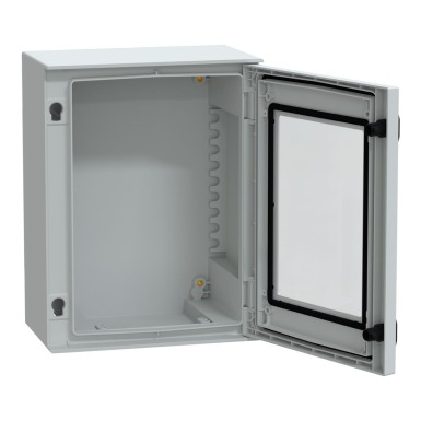 NSYPLM54TG - Wall mounted polyester enclosure, Thalassa PLM, glazed door, 530x430x200mm, IP66, IK08, RAL 7035 - Schneider Electric - Wall mounted polyester enclosure, Thalassa PLM, glazed door, 530x430x200mm, IP66, IK08, RAL 7035 - Schneider Electric - 1