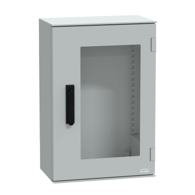 NSYPLM64TVG - Wall mounted polyester enclosure, Thalassa PLM, glazed door, with handle, 647x436x250mm, IP66, IK08, RAL 7035 - Schneider Electric - Wall mounted polyester enclosure, Thalassa PLM, glazed door, with handle, 647x436x250mm, IP66, IK08, RAL 7035 - Schneider Electric - 0