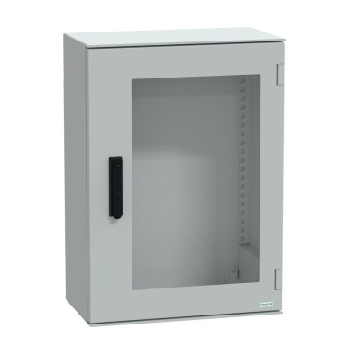 NSYPLM75TVG - Wall mounted polyester enclosure, Thalassa PLM, glazed door, with handle, 747x536x300mm, IP66, IK08, RAL 7035 - Schneider Electric - Wall mounted polyester enclosure, Thalassa PLM, glazed door, with handle, 747x536x300mm, IP66, IK08, RAL 7035 - Schneider Electric - 0