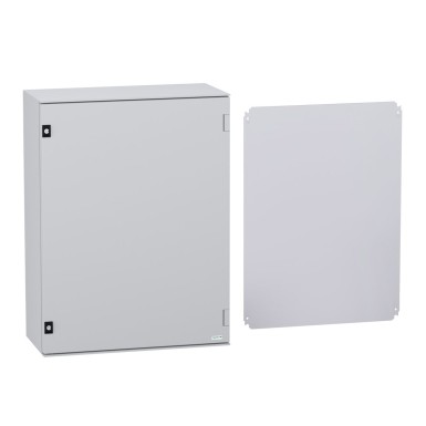 NSYPLM86PG - Wall mounted polyester enclosure, Thalassa PLM, plain door, with metallic plate, 847x636x300mm, IP66, IK10, RAL 7035 - Schneider Electric - Wall mounted polyester enclosure, Thalassa PLM, plain door, with metallic plate, 847x636x300mm, IP66, IK10, RAL 7035 - Schneider Electric - 1