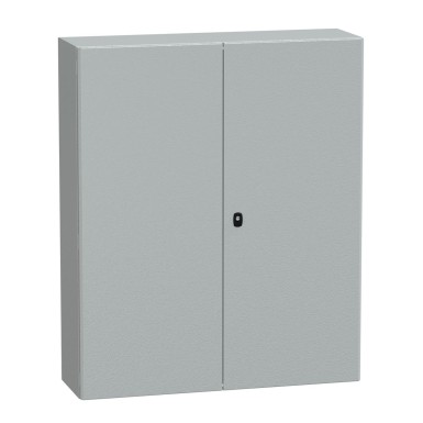 NSYS3D121030DP - Wall mounted steel enclosure, Spacial S3D, double plain door, with mounting plate, 1200x1000x300mm, IP55, IK10 - Schneider Electric - Wall mounted steel enclosure, Spacial S3D, double plain door, with mounting plate, 1200x1000x300mm, IP55, IK10 - Schneider Electric - 0