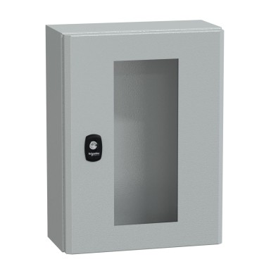 NSYS3D4315T - Wall mounted steel enclosure, Spacial S3D, transparent door, without mounting plate, 400x300x150mm, IP66, IK08 - Schneider Electric - Wall mounted steel enclosure, Spacial S3D, transparent door, without mounting plate, 400x300x150mm, IP66, IK08 - Schneider Electric - 0