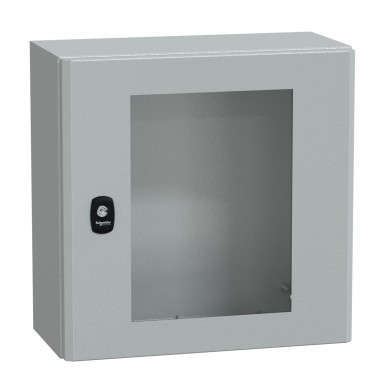 NSYS3D4420T - Wall mounted steel enclosure, Spacial S3D, transparent door, without mounting plate, 400x400x200mm, IP66, IK08 - Schneider Electric - Wall mounted steel enclosure, Spacial S3D, transparent door, without mounting plate, 400x400x200mm, IP66, IK08 - Schneider Electric - 0