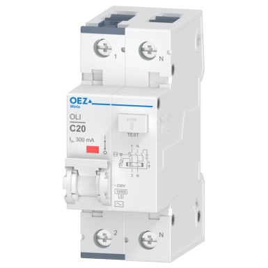 OEZ:38288 - In 20 A, Ue AC 230 V, characteristic C, Idn 300 mA, 1+N-pole, Icn 10 kA, type AC - OEZ - In 20 A, Ue AC 230 V, characteristic C, Idn 300 mA, 1+N-pole, Icn 10 kA, type AC - OEZ - 0