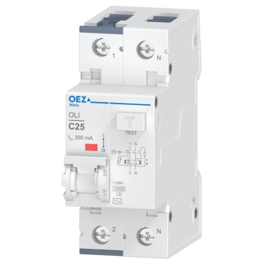 OEZ:38289 - In 25 A, Ue AC 230 V, characteristic C, Idn 300 mA, 1+N-pole, Icn 10 kA, type AC - OEZ - In 25 A, Ue AC 230 V, characteristic C, Idn 300 mA, 1+N-pole, Icn 10 kA, type AC - OEZ - 0