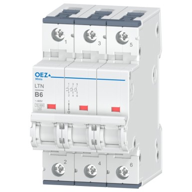 OEZ:41768 - In 6 A, Ue AC 230/400 V / DC 216 V, characteristic B, 3-pole, Icn 10 kA - OEZ - In 6 A, Ue AC 230/400 V / DC 216 V, characteristic B, 3-pole, Icn 10 kA - OEZ - 0