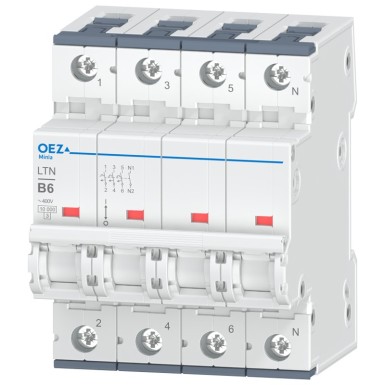 OEZ:41815 - In 6 A, Ue AC 230/400 V / DC 216 V, characteristic B, 3+N-pole, Icn 10 kA - OEZ - In 6 A, Ue AC 230/400 V / DC 216 V, characteristic B, 3+N-pole, Icn 10 kA - OEZ - 0