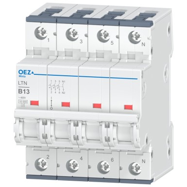 OEZ:41818 - In 13 A, Ue AC 230/400 V / DC 216 V, characteristic B, 3+N-pole, Icn 10 kA - OEZ - In 13 A, Ue AC 230/400 V / DC 216 V, characteristic B, 3+N-pole, Icn 10 kA - OEZ - 0