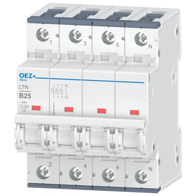 OEZ:41821 - In 25 A, Ue AC 230/400 V / DC 216 V, characteristic B, 3+N-pole, Icn 10 kA - OEZ - In 25 A, Ue AC 230/400 V / DC 216 V, characteristic B, 3+N-pole, Icn 10 kA - OEZ - 0