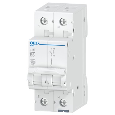 OEZ:42000 - In 6 A, Ue AC 230 V / DC 60 V, characteristic B, 1+N-pole, Icn 10 kA - OEZ - In 6 A, Ue AC 230 V / DC 60 V, characteristic B, 1+N-pole, Icn 10 kA - OEZ - 1