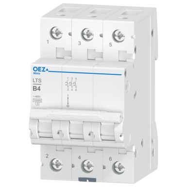 OEZ:42083 - In 4 A, Ue AC 230/400 V / DC 180 V, characteristic B, 3-pole, Icn 10 kA - OEZ - In 4 A, Ue AC 230/400 V / DC 180 V, characteristic B, 3-pole, Icn 10 kA - OEZ - 0