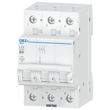 OEZ:42084 - In 6 A, Ue AC 230/400 V / DC 180 V, characteristic B, 3-pole, Icn 10 kA - OEZ - In 6 A, Ue AC 230/400 V / DC 180 V, characteristic B, 3-pole, Icn 10 kA - OEZ - 0