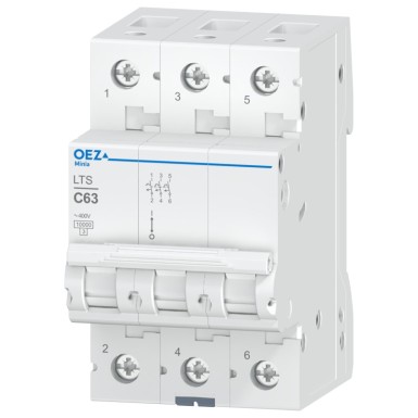 OEZ:42111 - In 63 A, Ue AC 230/400 V / DC 180 V, characteristic C, 3-pole, Icn 10 kA - OEZ - In 63 A, Ue AC 230/400 V / DC 180 V, characteristic C, 3-pole, Icn 10 kA - OEZ - 0