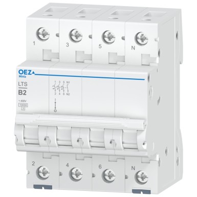 OEZ:42129 - In 2 A, Ue AC 230/400 V / DC 180 V, characteristic B, 3+N-pole, Icn 10 kA - OEZ - In 2 A, Ue AC 230/400 V / DC 180 V, characteristic B, 3+N-pole, Icn 10 kA - OEZ - 0