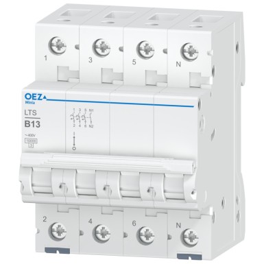 OEZ:42134 - In 13 A, Ue AC 230/400 V / DC 180 V, characteristic B, 3+N-pole, Icn 10 kA - OEZ - In 13 A, Ue AC 230/400 V / DC 180 V, characteristic B, 3+N-pole, Icn 10 kA - OEZ - 0