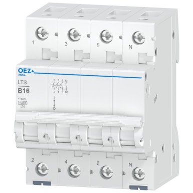 OEZ:42135 - In 16 A, Ue AC 230/400 V / DC 180 V, characteristic B, 3+N-pole, Icn 10 kA - OEZ - In 16 A, Ue AC 230/400 V / DC 180 V, characteristic B, 3+N-pole, Icn 10 kA - OEZ - 0