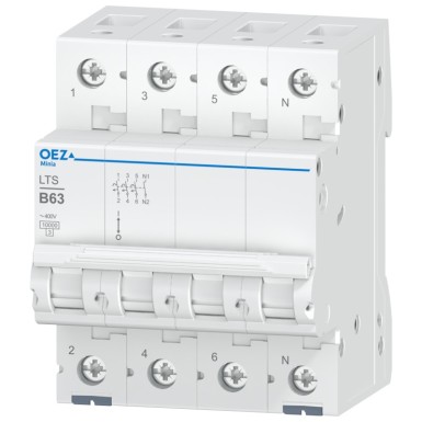 OEZ:42141 - In 63 A, Ue AC 230/400 V / DC 180 V, characteristic B, 3+N-pole, Icn 10 kA - OEZ - In 63 A, Ue AC 230/400 V / DC 180 V, characteristic B, 3+N-pole, Icn 10 kA - OEZ - 0