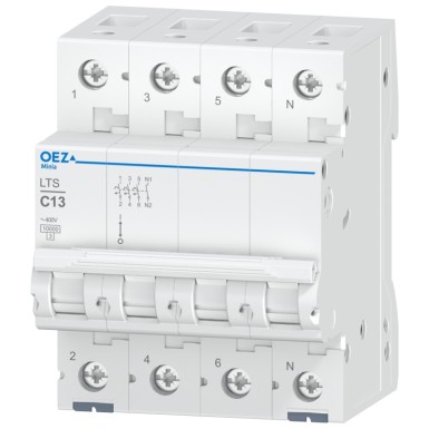 OEZ:42145 - In 13 A, Ue AC 230/400 V / DC 180 V, characteristic C, 3+N-pole, Icn 10 kA - OEZ - In 13 A, Ue AC 230/400 V / DC 180 V, characteristic C, 3+N-pole, Icn 10 kA - OEZ - 0