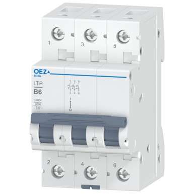 OEZ:42240 - In 6 A, Ue AC 230/400 V / DC 180 V, characteristic B, 3-pole, Icn 6 kA - OEZ - In 6 A, Ue AC 230/400 V / DC 180 V, characteristic B, 3-pole, Icn 6 kA - OEZ - 0