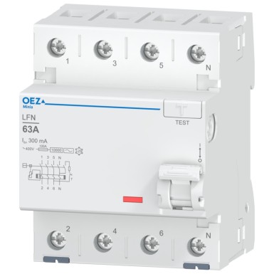 OEZ:42427 - In 63 A, Ue AC 230/400 V, Idn 300 mA, 4-pole, Inc 10 kA, type AC - OEZ - In 63 A, Ue AC 230/400 V, Idn 300 mA, 4-pole, Inc 10 kA, type AC - OEZ - 0