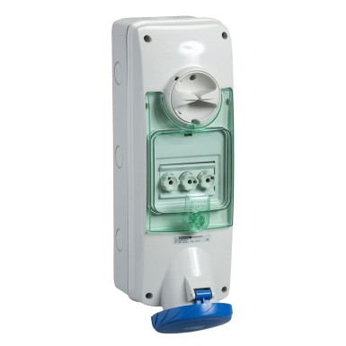 PKB63R523 - Unika interlocked socket 63 A 2P + E 200...250 V AC IP65 wall - Schneider Electric - Unika interlocked socket 63 A 2P + E 200...250 V AC IP65 wall - Schneider Electric - 0