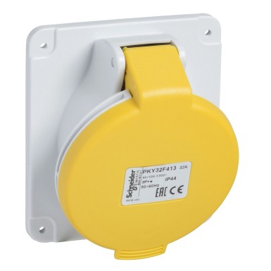 PKY16F413 - PratiKa socket fast angled 16A 2P + E 100...130 V AC panel - Schneider Electric - PratiKa socket fast angled 16A 2P + E 100...130 V AC panel - Schneider Electric - 0