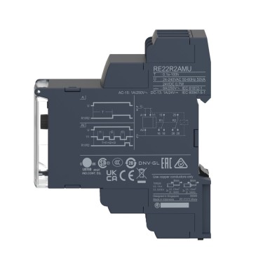 RE22R2AMU - Modular timing relay, Harmony, 8A, 2CO, 0.1s…100h, power on delay, 24V DC 24...240V AC DC - Schneider Electric - Modular timing relay, Harmony, 8A, 2CO, 0.1s…100h, power on delay, 24V DC 24...240V AC DC - Schneider Electric - 4