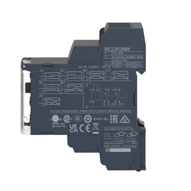 RE22R2MMU - Harmony, Modular timing relay, 8 A, 2 CO, 0.1 s?¦100 h, multifunction, 24 V DC / 24...240 V AC/DC - Schneider Electric - Harmony, Modular timing relay, 8 A, 2 CO, 0.1 s?¦100 h, multifunction, 24 V DC / 24...240 V AC/DC - Schneider Electric - 5