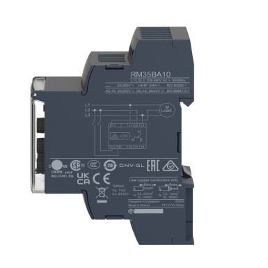 RM35BA10 - Harmony, Modular 3phase and 1phase pump control relay, 5 A, 1 CO, 208...480 V AC - Schneider Electric - Harmony, Modular 3phase and 1phase pump control relay, 5 A, 1 CO, 208...480 V AC - Schneider Electric - 1