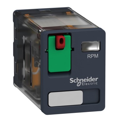 RPM21B7 - Harmony, Power plugin relay, 15 A, 2 CO, with lockable test button, 24 V AC - Schneider Electric - Harmony, Power plugin relay, 15 A, 2 CO, with lockable test button, 24 V AC - Schneider Electric - 0