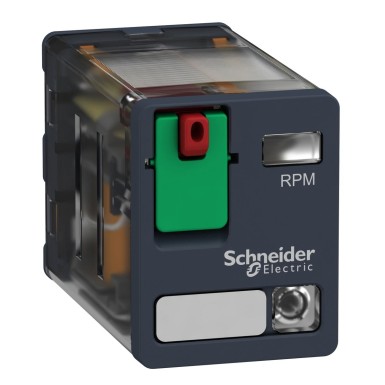 RPM22B7 - Harmony, Power plugin relay, 15 A, 2 CO, with LED, with lockable test button, 24 V AC - Schneider Electric - Harmony, Power plugin relay, 15 A, 2 CO, with LED, with lockable test button, 24 V AC - Schneider Electric - 0