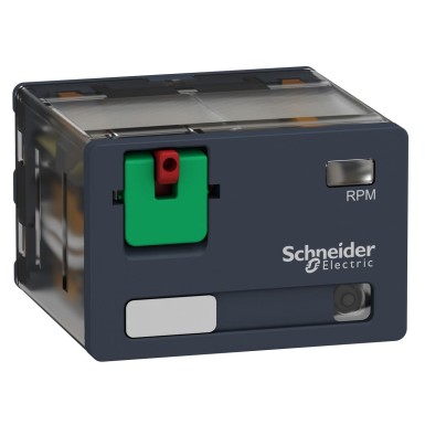 RPM42B7 - Harmony, Power plugin relay, 15 A, 4 CO, with LED, with lockable test button, 24 V AC - Schneider Electric - Harmony, Power plugin relay, 15 A, 4 CO, with LED, with lockable test button, 24 V AC - Schneider Electric - 0