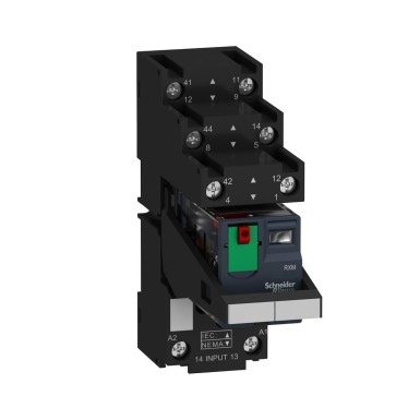 RXM2AB2P7PVS - Harmony, Miniature plug-in relay pre-assembled, 12 A, 2 CO, with LED, with lockable test button, separate terminals socket, 230 V AC - Schneider Electric - Harmony, Miniature plug-in relay pre-assembled, 12 A, 2 CO, with LED, with lockable test button, separate terminals socket, 230 V AC - Schneider Electric - 0