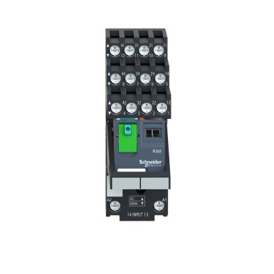 RXM4AB1BDPVS - Miniature plug in relay pre assembled, Harmony, 6A, 4CO, lockable test button, separate terminals socket, 24V DC - Schneider Electric - Miniature plug in relay pre assembled, Harmony, 6A, 4CO, lockable test button, separate terminals socket, 24V DC - Schneider Electric - 6