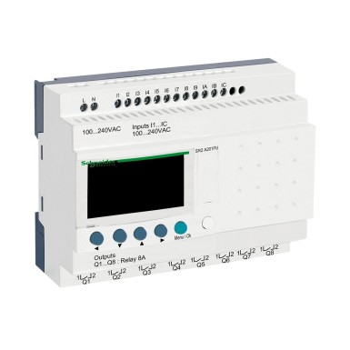 SR2A201FU - Compact smart relay, Zelio Logic, 20 I/O, 100...240 V AC, no clock, display - Schneider Electric - Compact smart relay, Zelio Logic, 20 I/O, 100...240 V AC, no clock, display - Schneider Electric - 0