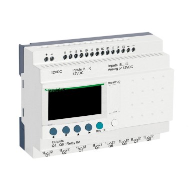 SR2B201JD - Compact smart relay, Zelio Logic, 20 I/O, 12 VDC, clock, display - Schneider Electric - Compact smart relay, Zelio Logic, 20 I/O, 12 VDC, clock, display - Schneider Electric - 0