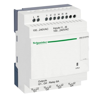 SR2D101FU - Compact smart relay, Zelio Logic, 10 I/O, 100...240 V AC, no clock, no display - Schneider Electric - Compact smart relay, Zelio Logic, 10 I/O, 100...240 V AC, no clock, no display - Schneider Electric - 0