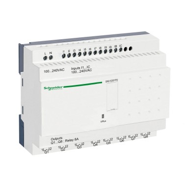 SR2E201FU - Compact smart relay, Zelio Logic, 20 I/O, 100...240 V AC, clock, no display - Schneider Electric - Compact smart relay, Zelio Logic, 20 I/O, 100...240 V AC, clock, no display - Schneider Electric - 0