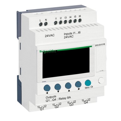 SR3B101B - Modular smart relay, Zelio Logic, 10 I/O, 24 V AC, clock, display - Schneider Electric - Modular smart relay, Zelio Logic, 10 I/O, 24 V AC, clock, display - Schneider Electric - 0