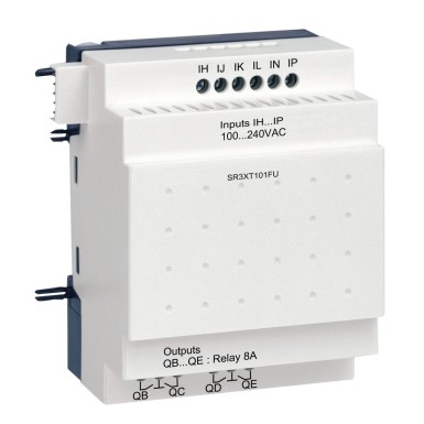 SR3XT101FU - Discrete I/O extension module, Zelio Logic, 10 I/O, 100...240 V AC - Schneider Electric - Discrete I/O extension module, Zelio Logic, 10 I/O, 100...240 V AC - Schneider Electric - 0