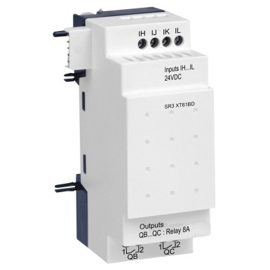 SR3XT61BD - Discrete I/O extension module, Zelio Logic, 6 I/O, 24 V DC - Schneider Electric - Discrete I/O extension module, Zelio Logic, 6 I/O, 24 V DC - Schneider Electric - 0