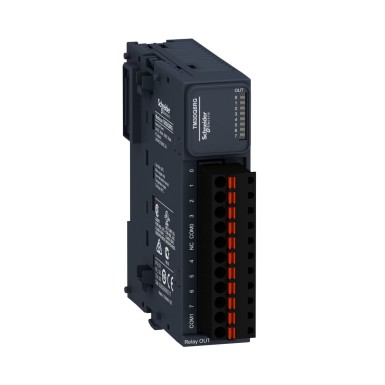 TM3DQ8RG - Discrete output module, Modicon TM3, 8 relay outputs (spring) 24 VDC - Schneider Electric - Discrete output module, Modicon TM3, 8 relay outputs (spring) 24 VDC - Schneider Electric - 0