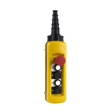 XACA47131 - Pendant control station, Harmony XAC, plastic, yellow, 4 push buttons 1NO, 1 emergency stop latching 3NC - Schneider Electric - Pendant control station, Harmony XAC, plastic, yellow, 4 push buttons 1NO, 1 emergency stop latching 3NC - Schneider Electric - 0