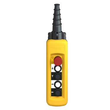 XACA4913 - Harmony XAC, Pendant control station, plastic, yellow, 4 push buttons with 2 NO + 1 NC, 1 emergency - Schneider Electric - Harmony XAC, Pendant control station, plastic, yellow, 4 push buttons with 2 NO + 1 NC, 1 emergency - Schneider Electric - 4