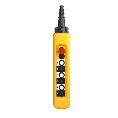 XACA6913 - Pendant control station, Harmony XAC, plastic, yellow, 7 push buttons 2NO + 1NC, 1 emergency stop 40mm trigger blank 1NC, 2 speeds - Schneider Electric - Pendant control station, Harmony XAC, plastic, yellow, 7 push buttons 2NO + 1NC, 1 emergency stop 40mm trigger blank 1NC, 2 speeds - Schneider Electric - 3