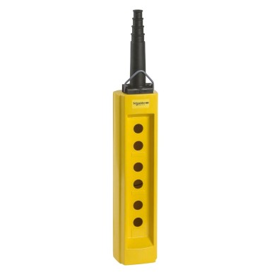 XACB061 - Pendant control station, Harmony XAC, empty, plastic, yellow, 6 cut-outs + 1 in base, cable 10…22mm - Schneider Electric - Pendant control station, Harmony XAC, empty, plastic, yellow, 6 cut-outs + 1 in base, cable 10…22mm - Schneider Electric - 0