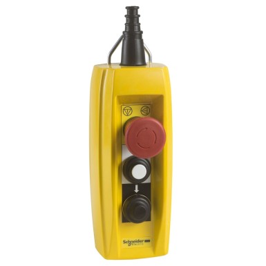 XACB2201 - Pendant control station, Harmony XAC, plastic, yellow, 2 push buttons, 1 emergency stop, cable 10…22mm, for XESD2201 - Schneider Electric - Pendant control station, Harmony XAC, plastic, yellow, 2 push buttons, 1 emergency stop, cable 10…22mm, for XESD2201 - Schneider Electric - 0