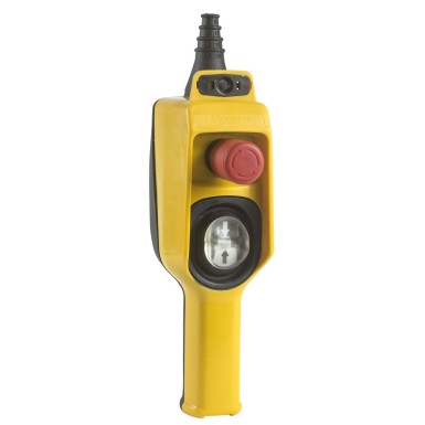 XACD22A0105 - Harmony XAC, Pendant control station, plastic, yellow, 1 2directional push button, 1 emergency stop - Schneider Electric - Harmony XAC, Pendant control station, plastic, yellow, 1 2directional push button, 1 emergency stop - Schneider Electric - 0